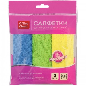 Салфетки для уборки OfficeClean, микрофибра, 25x25см, 3шт. (275757), 10 уп.